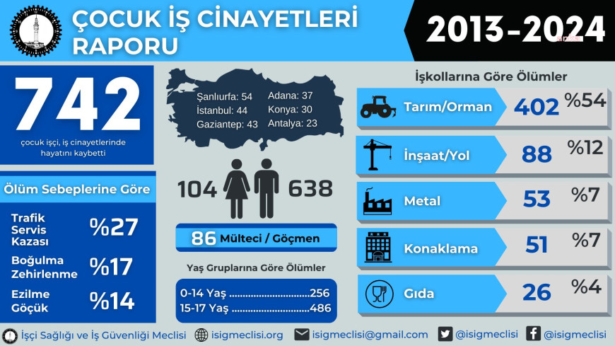 İSİG Meclisi: 2013- 2024 yılları arasında 742 çocuk işçi, iş cinayetlerinde hayatını kaybetti