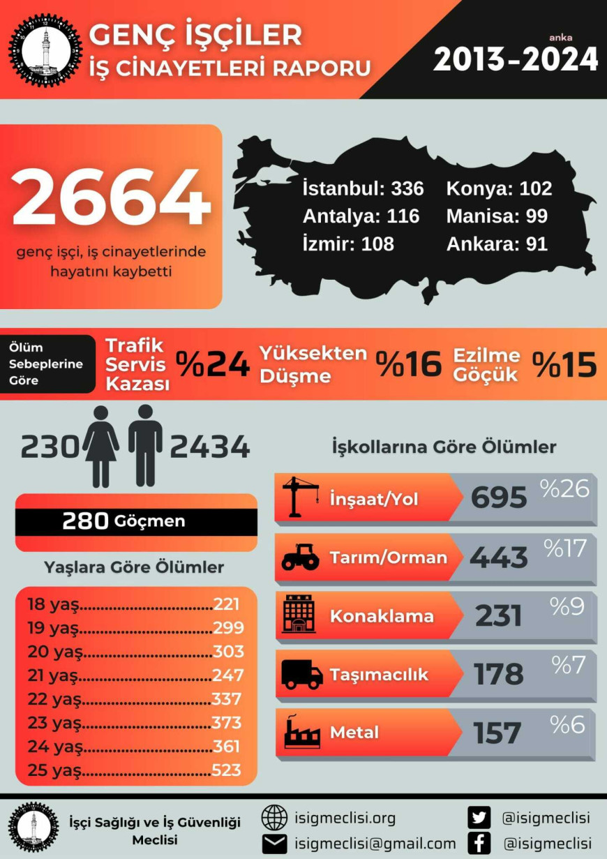 İSİG Meclisi: Son on iki yılda en az 2 bin 664 genç işçi yaşamını yitirdi 