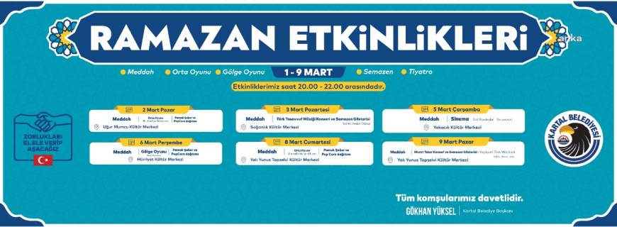 Kartal Belediyesi'nin Ramazan etkinlikleri 2 Mart günü başlıyor