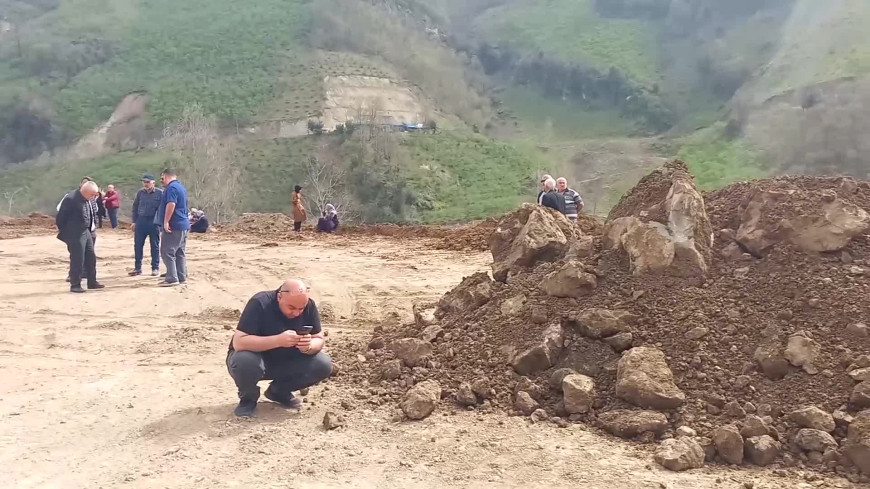 Samsun'un Ayvacık ilçesi Orta mahallesi sakinleri, Asfalt Plenti Tesisi kurmak için ağaç kesilmesine tepki gösterdi 