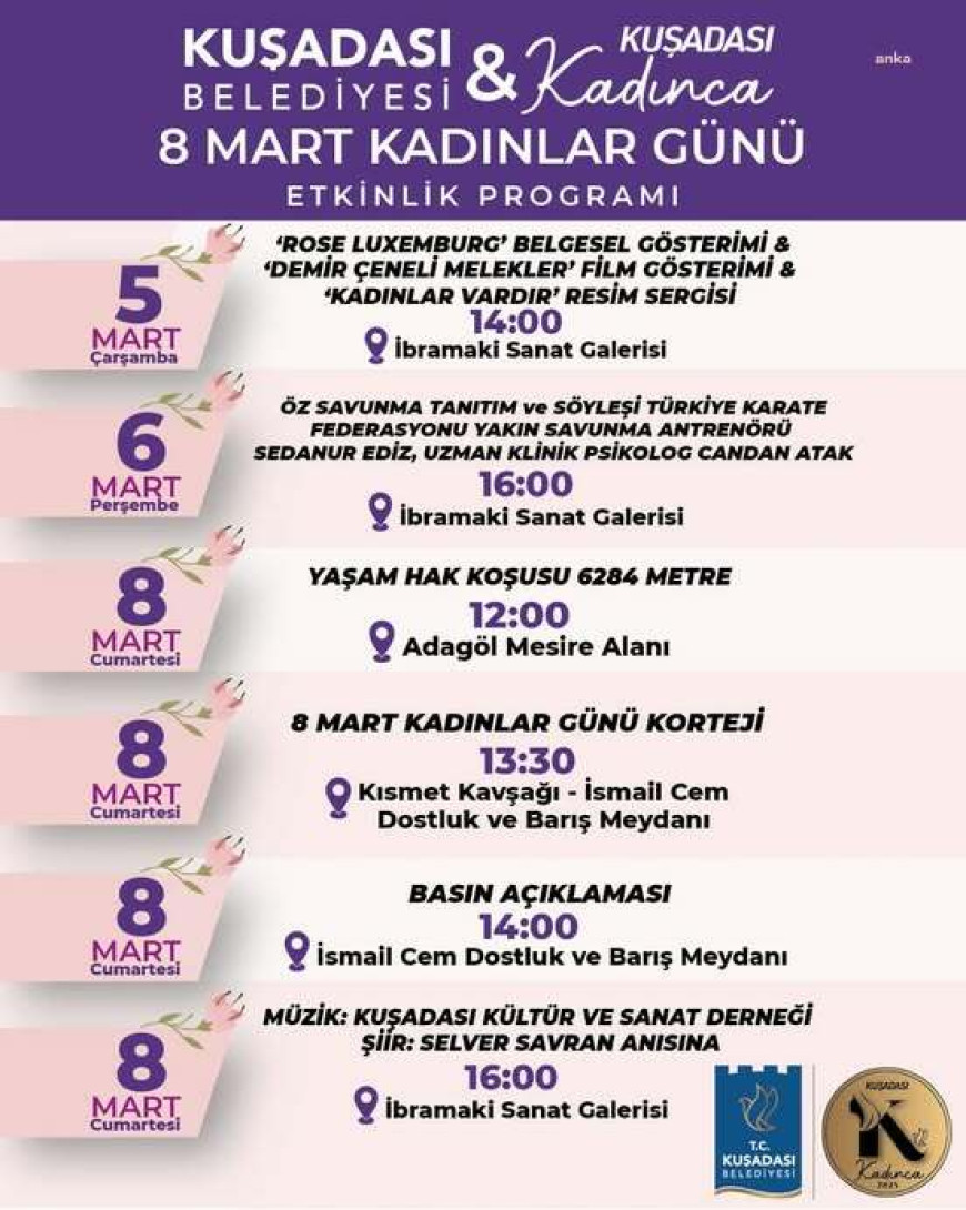 8 Mart Dünya Emekçi Kadınlar Günü, Kuşadası’nda düzenlenecek çeşitli etkinliklerle kutlanacak