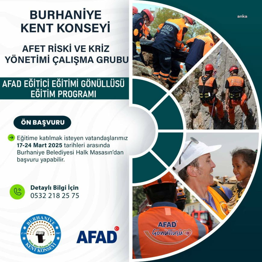 Burhaniye Kent Konseyi, “AFAD Eğitici Eğitimi Gönüllüsü Programı” düzenliyor