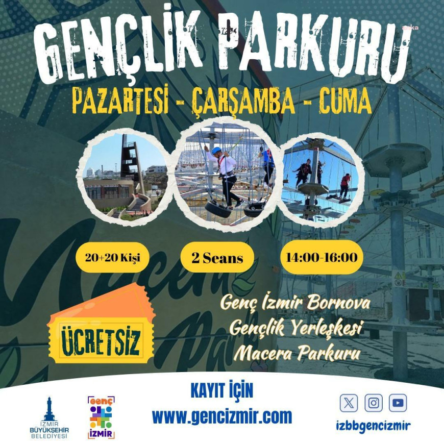 İzmir Macera Park'ta ücretsiz "Gençlik Parkuru" günleri başladı