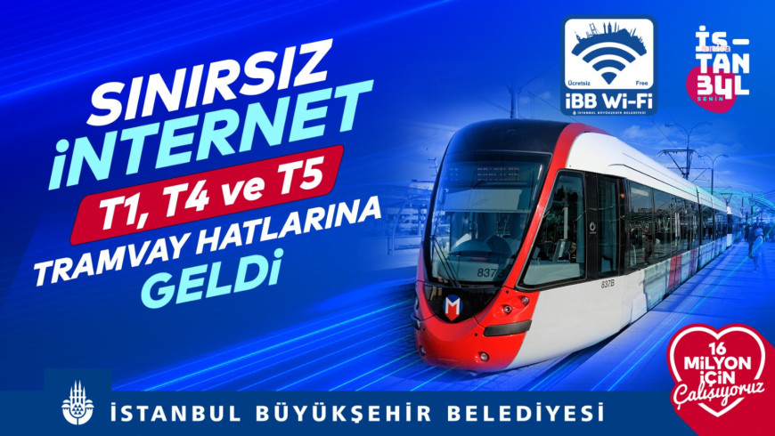  İBB’den tramvay hatlarına ücretsiz internet