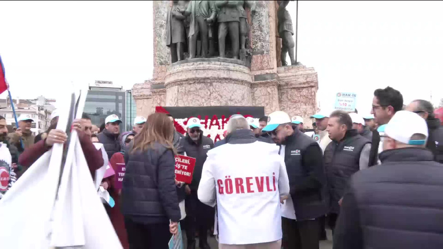 HAK-İŞ, Taksim Meydanı’nda... HAK-İŞ İstanbul İl Başkanı İluk: “ Meydanlar engellense bile sesimiz engellenemez”