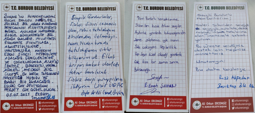 Burdur Belediye Başkanı Ali Orkun Ercengiz, Silivri'de tutuklu bulunan belediye başkanları ve siyasetçileri ziyaret ederek mesajlarını paylaştı