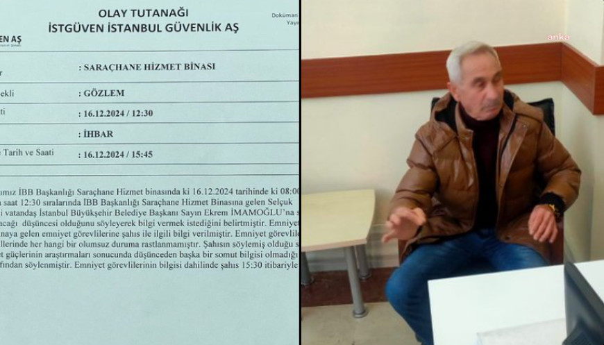 Selçuk Tengioğlu'nun İBB'ye gelerek "Ekrem İmamoğlu'na suikast yapılacak" dediği ana ilişkin görüntüler ve ihbar tutanağı ortaya çıktı