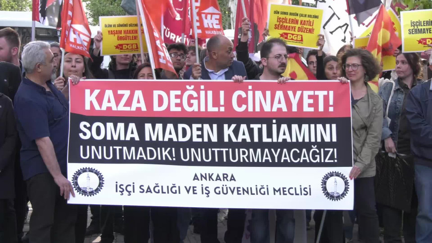 Soma maden faciasında hayatını kaybeden işçiler Ankara'da anıldı... "Cezasızlık zırhı 301 madenciyi bir kez daha öldürdü!"