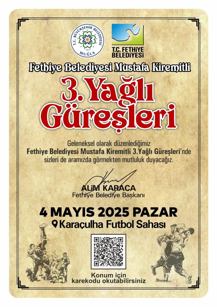 Bu yıl 3'üncüsü düzenlenecek Fethiye Belediyesi Mustafa Kiremitli Yağlı Güreşleri için geri sayım başladı