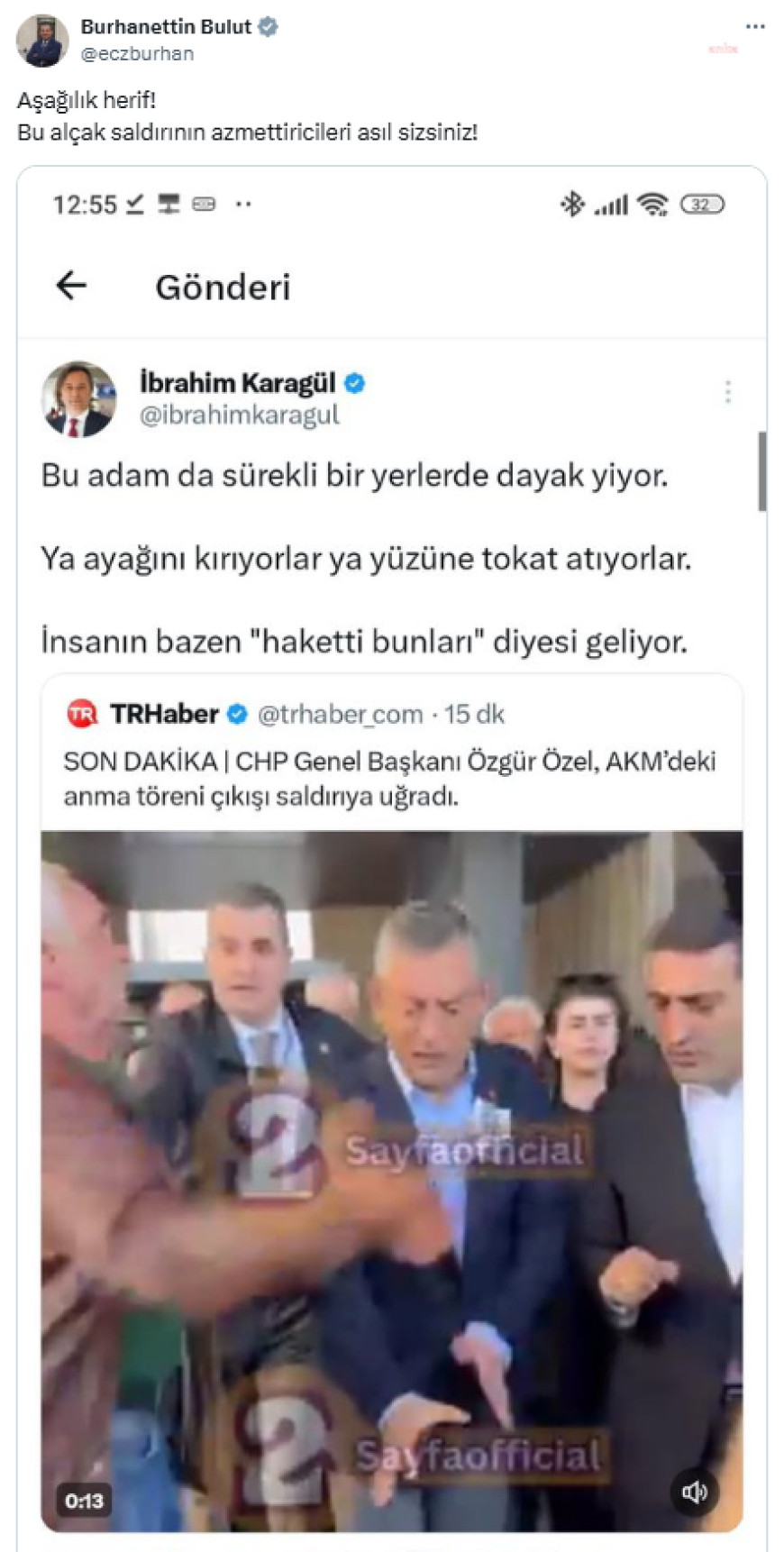 Özgür Özel'e fiziksel saldırı... Burhanettin Bulut: "Bu organize linç kültürünün sorumlusu sadece yumruğu atan değil; yıllardır bu iklimi besleyenlerdir"