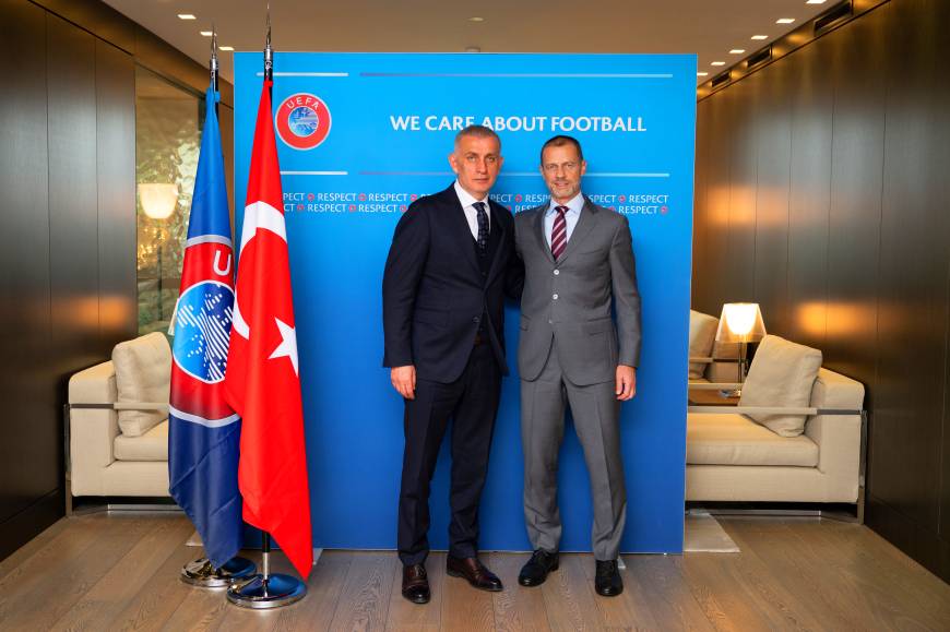 TFF Başkanı Hacıosmanoğlu, UEFA Başkanı Ceferin ile bir araya geldi