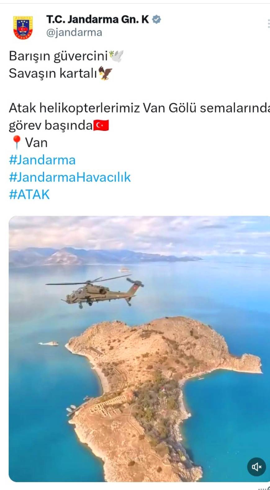 'Atak' helikopterlerinin kamerasından Van Gölü manzarası