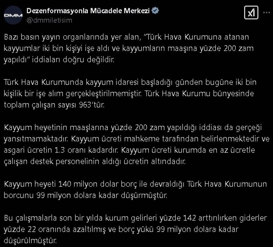 İletişim Başkanlığı, THK'ya atanan kayyumlarla ilgili iddiaları yalanladı