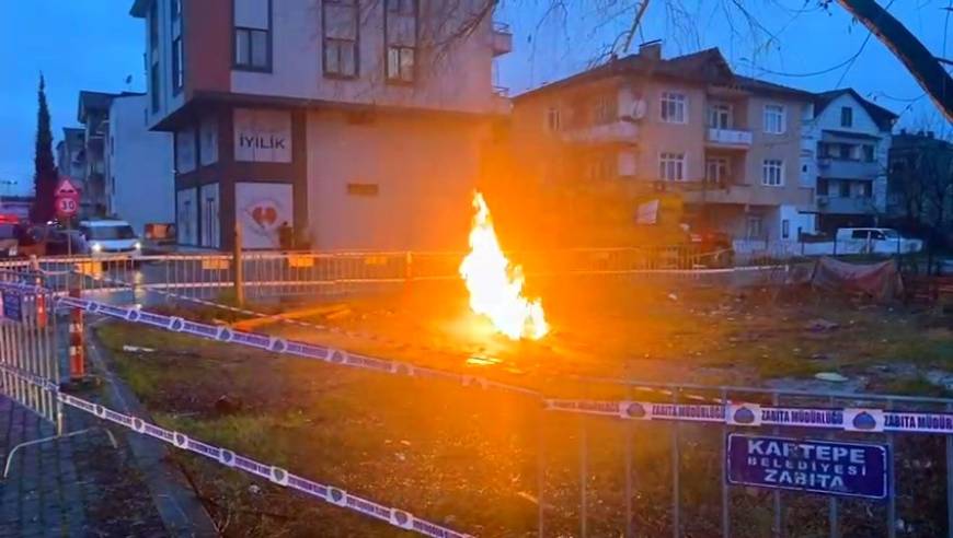 Sondaj sırasında ortaya çıkan metan gazı alev aldı 