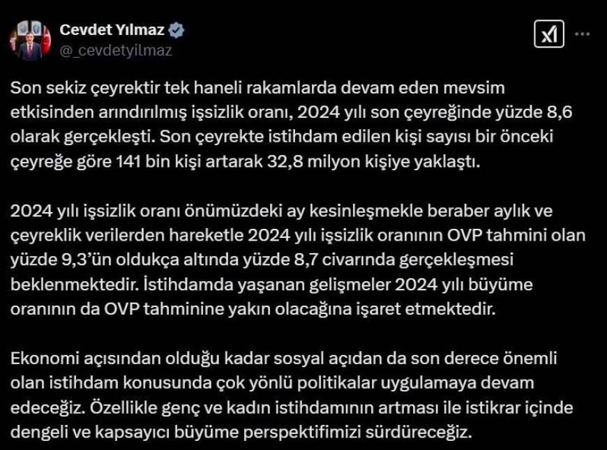 'Dengeli ve kapsayıcı büyüme perspektifimizi sürdüreceğiz'