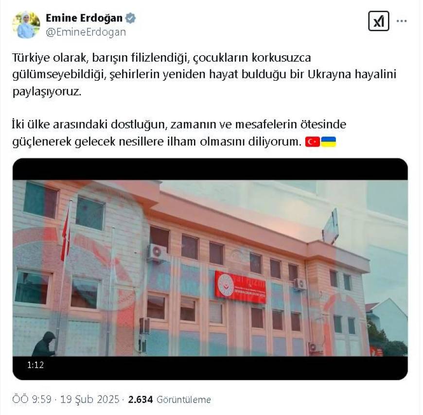 Emine Erdoğan'dan Türkiye-Ukrayna ilişkilerine dair paylaşım