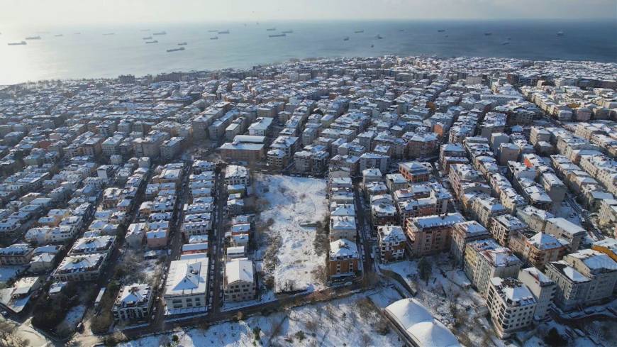 İstanbul- Kar yağışının ardından Avcılar havadan görüntülendi