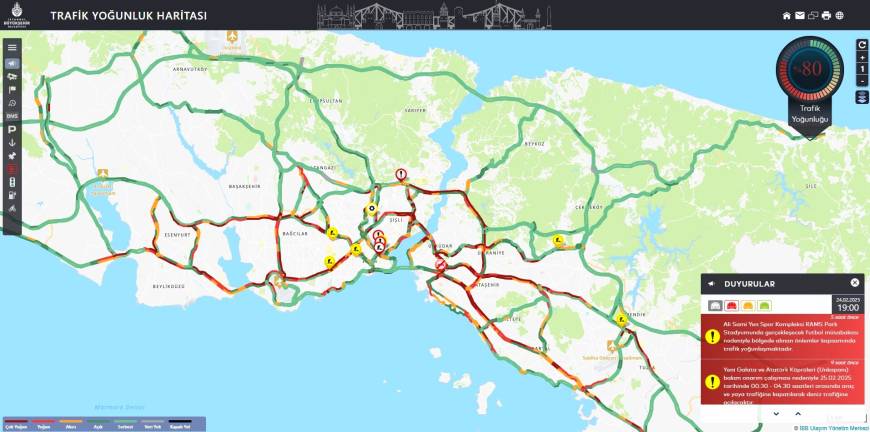 İstanbul - İstanbul'da trafik yoğunluğu yüzde 80'e ulaştı