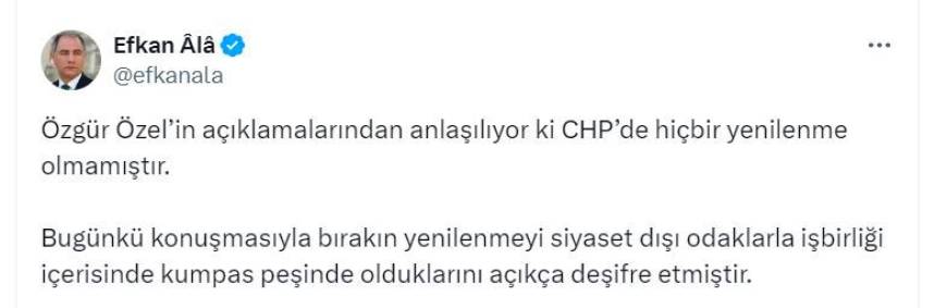 AK Parti Genel Başkan Vekili Ala: CHP'de hiçbir yenilenme olmamıştır