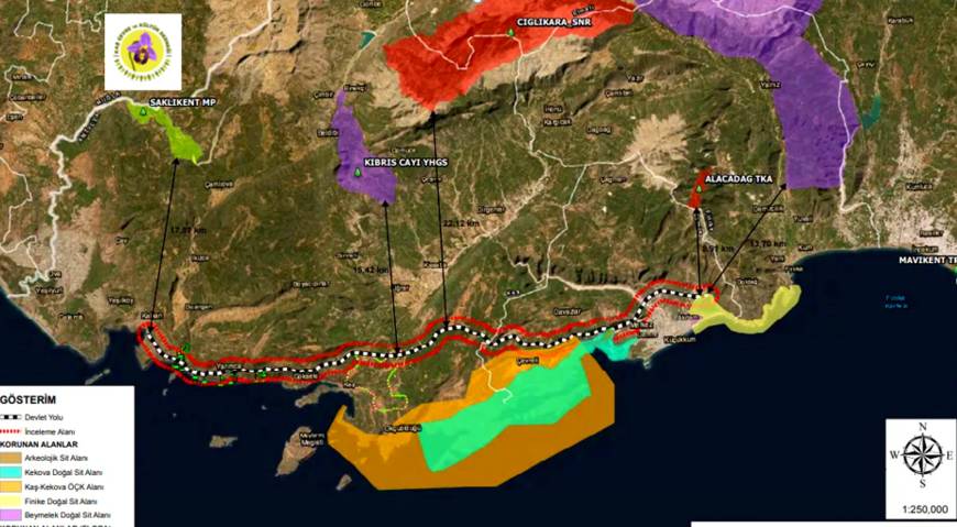 Finike- Kalkan bölünmüş yol projesinin iptali için 3 dava