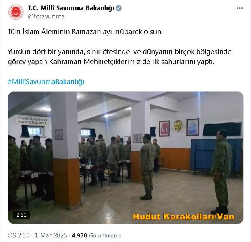 MSB: Mehmetçiklerimiz ilk sahurlarını yaptı