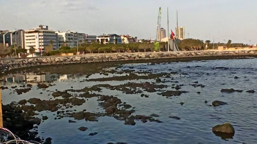 İskenderun'da fırtınanın ardından deniz suyu çekildi