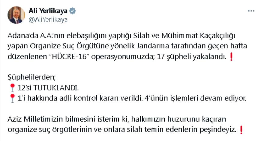 Adana'da suç örgütü operasyonunda 12 tutuklama