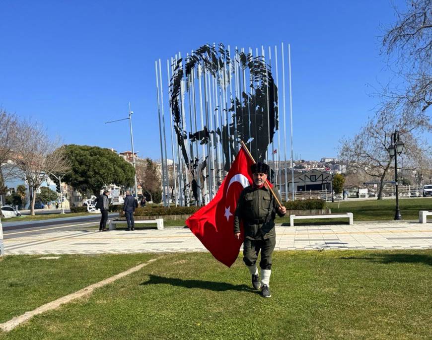 Şehitler için İstanbul'dan Çanakkale'ye yürüyen gazi torunu Tekirdağ'da