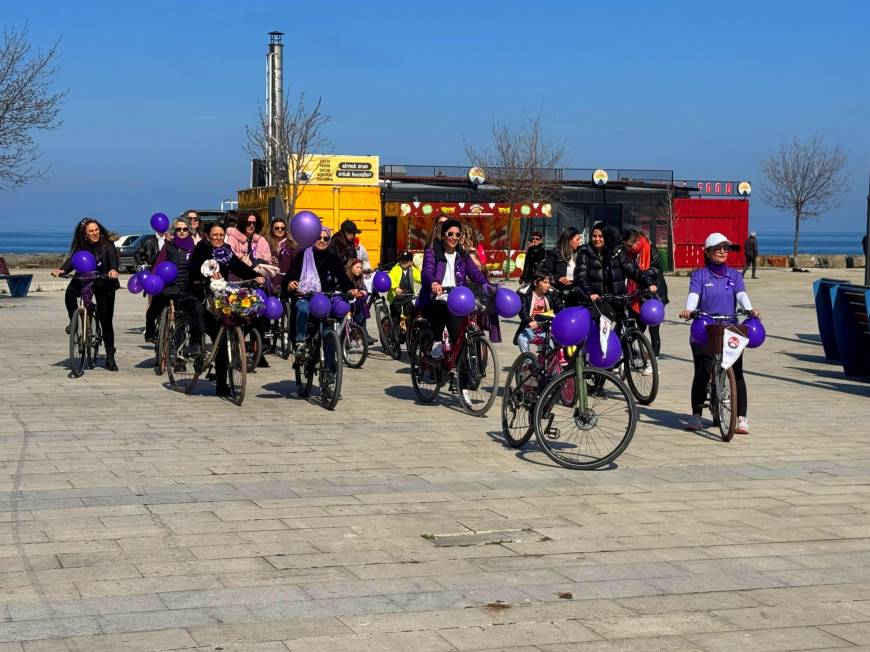 Ordu'da kadınlar ‘8 Mart’ için pedal çevirdi