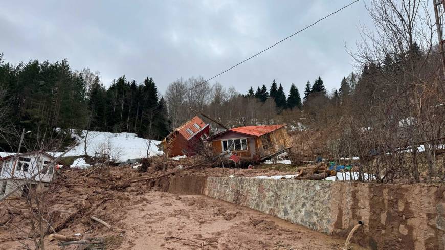 Artvin’de heyelan; ahşap ev çatısının üzerine devrildi / Ek fotoğraflar