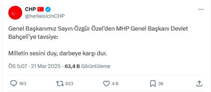 Özel'den Bahçeli'ye: Milletin sesini duy (2)