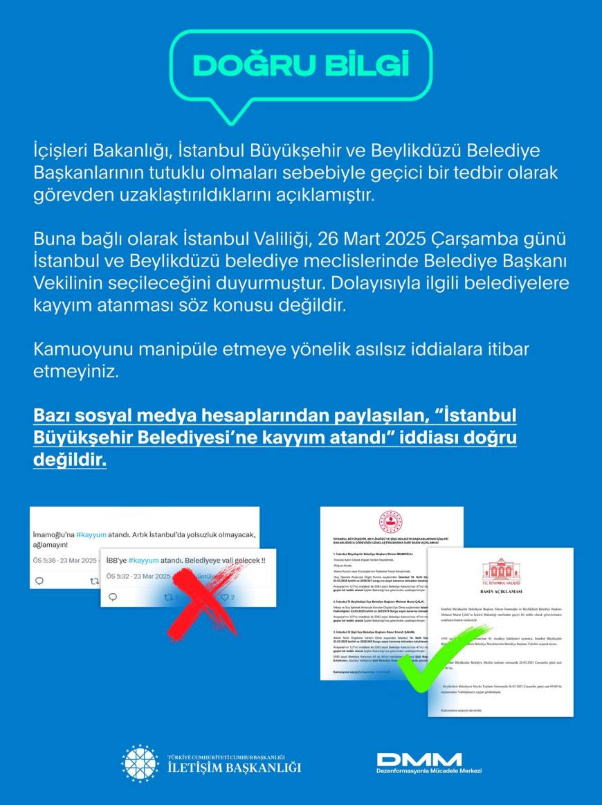 İletişim Başkanlığı: 'İBB'ye kayyım atandı' iddiası doğru değildir