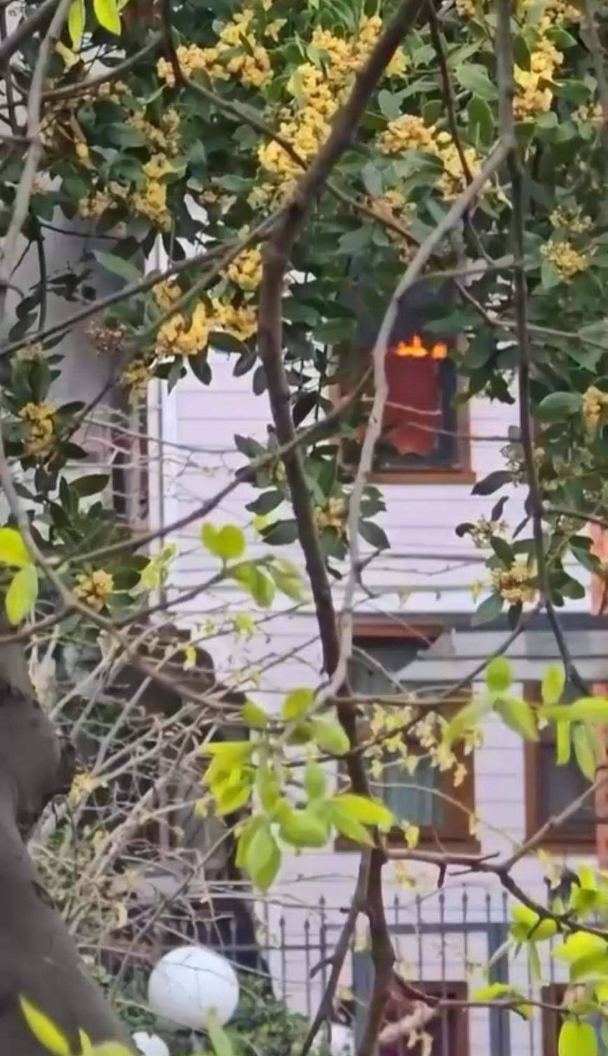 İstanbul - Sarıyer’de rüzgarın devirdiği mum yangına sebep oldu