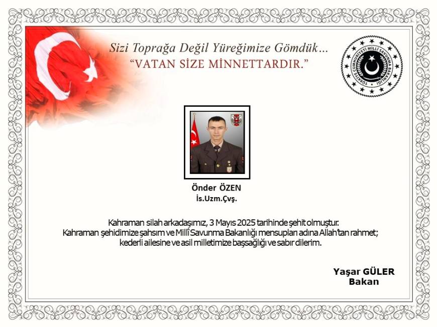 Irak'ın kuzeyindeki Pençe- Operasyon bölgesinde mayına basan uzman çavuş şehit oldu (2)