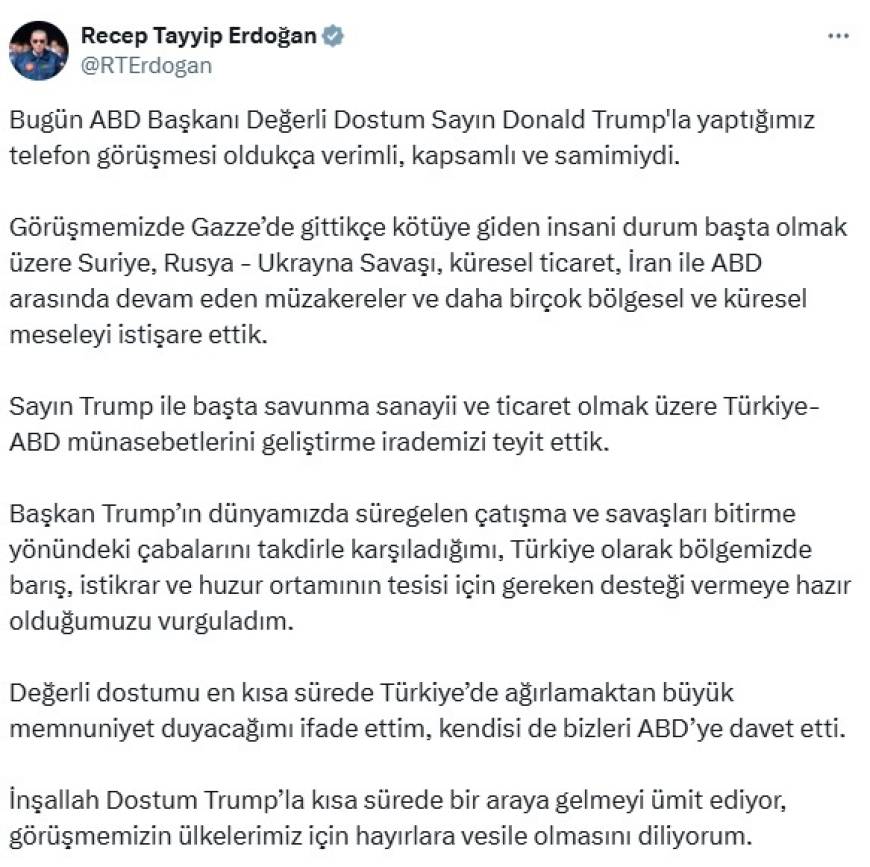 Cumhurbaşkanı Erdoğan, ABD Başkanı Trump ile telefon görüşmesi gerçekleştirdi (2) 