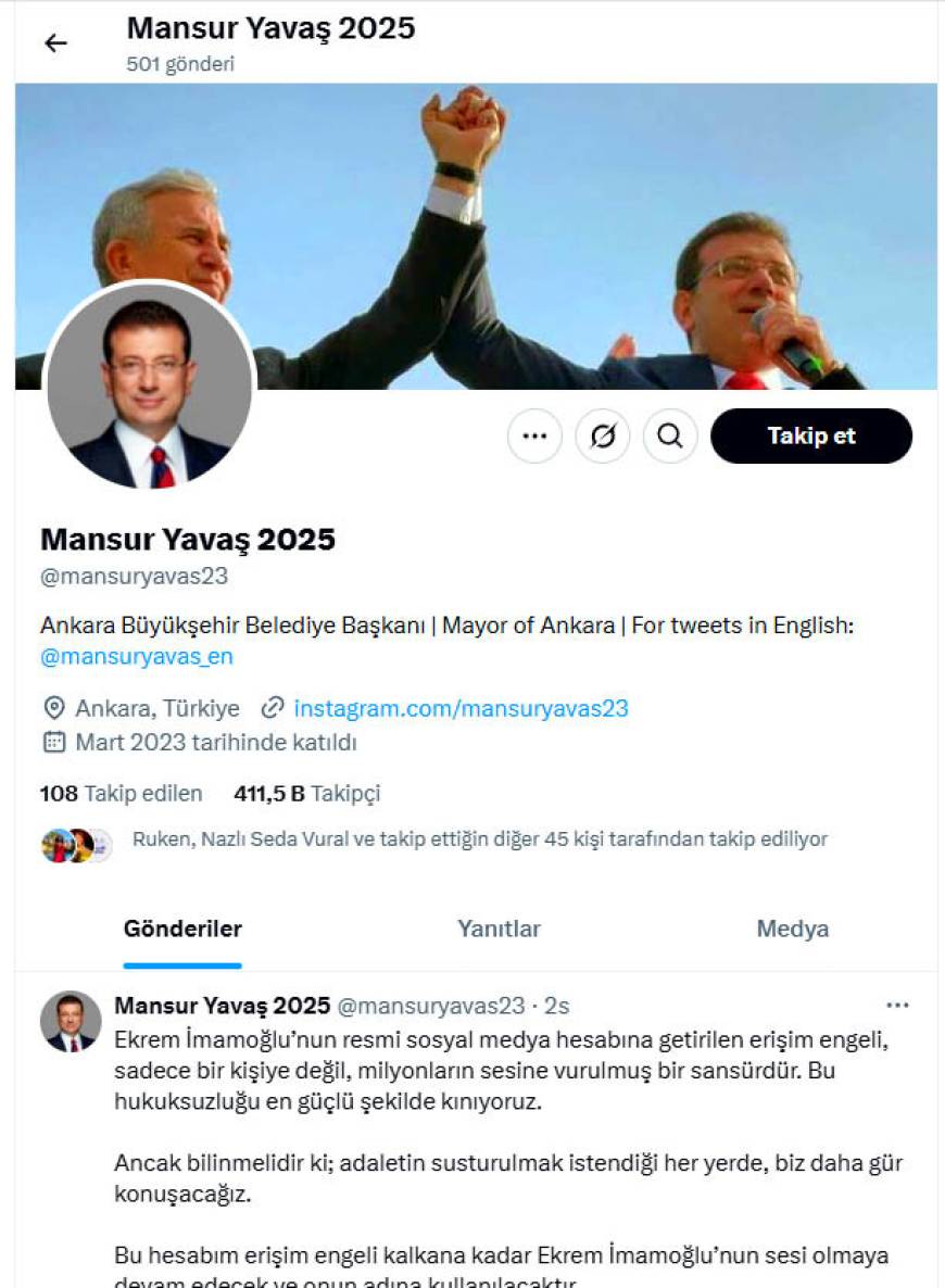 Mansur Yavaş: Hesabım İmamoğlu adına kullanılacak
