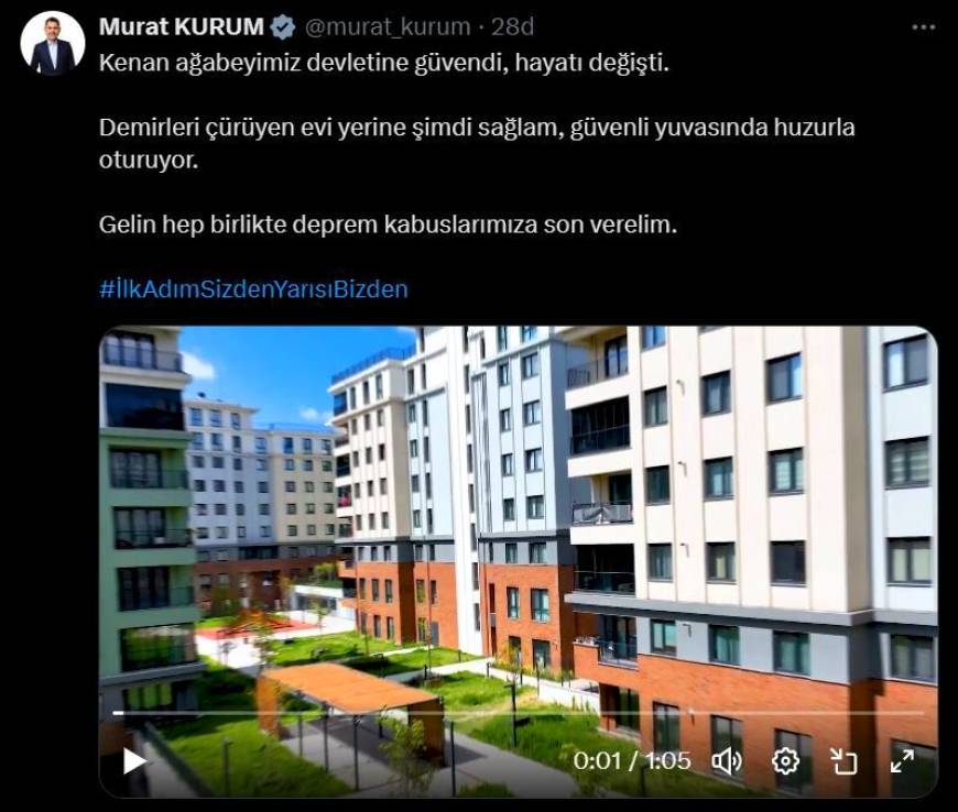 Bakan Kurum: Gelin birlikte deprem kabuslarımıza son verelim