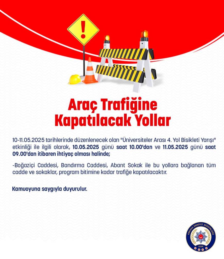 Ankara'da 'bisiklet yarışı' dolayısıyla bazı yollar trafiğe kapatılabilecek