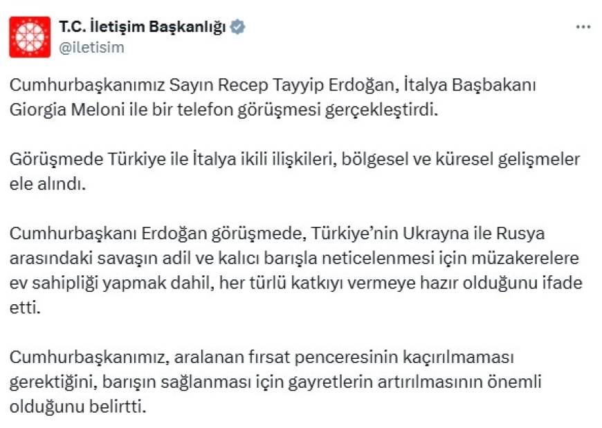 Cumhurbaşkanı Erdoğan, İtalya Başbakanı Meloni ile görüştü