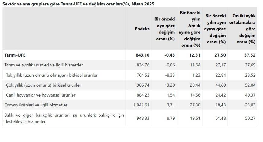 TÜİK: Tarım ürünleri üretici fiyatları yıllık yüzde 27,50 arttı 