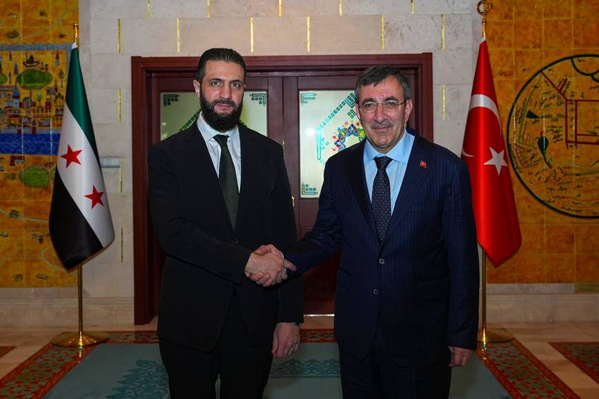 Cumhurbaşkanı Yardımcısı Yılmaz, Suriye Cumhurbaşkanı Şara ile bir araya geldi